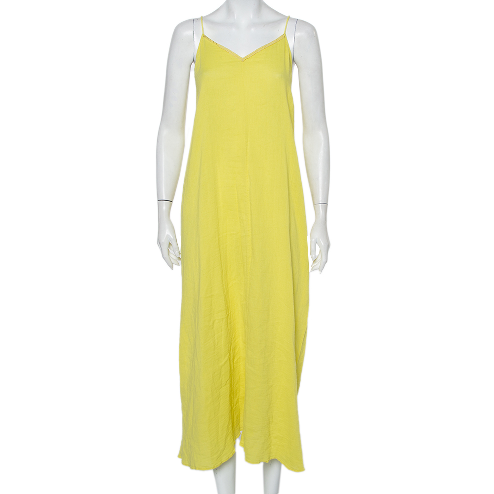 

Zadig & Voltaire Yellow Cotton Open Back Ralia Maxi Dress