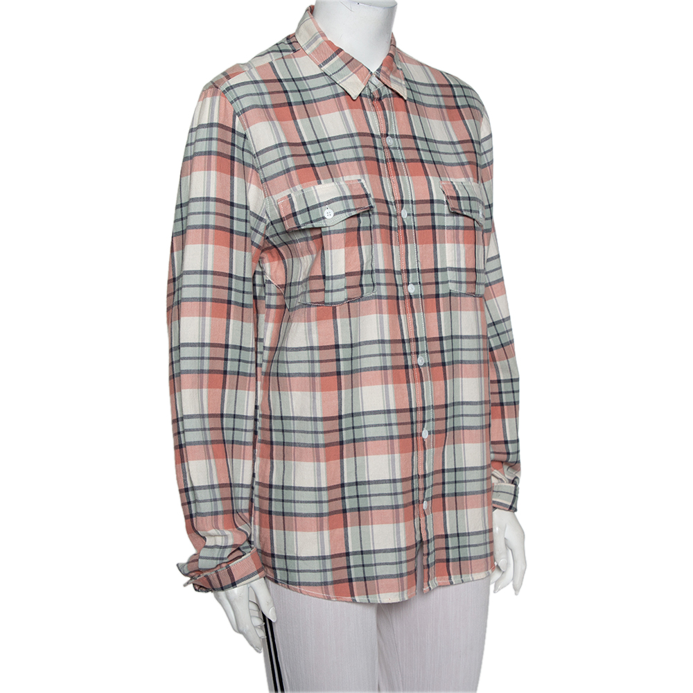 

Zadig and Voltaire Ecru Checkered Cotton Thibaut Carreau Shirt, Beige