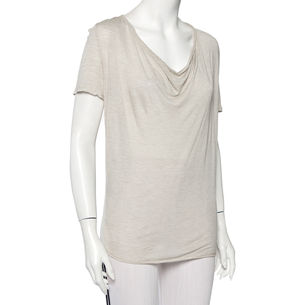 

Zadig and Voltaire Beige Knit Scoop Neck Anyssa Deluxe T-Shirt