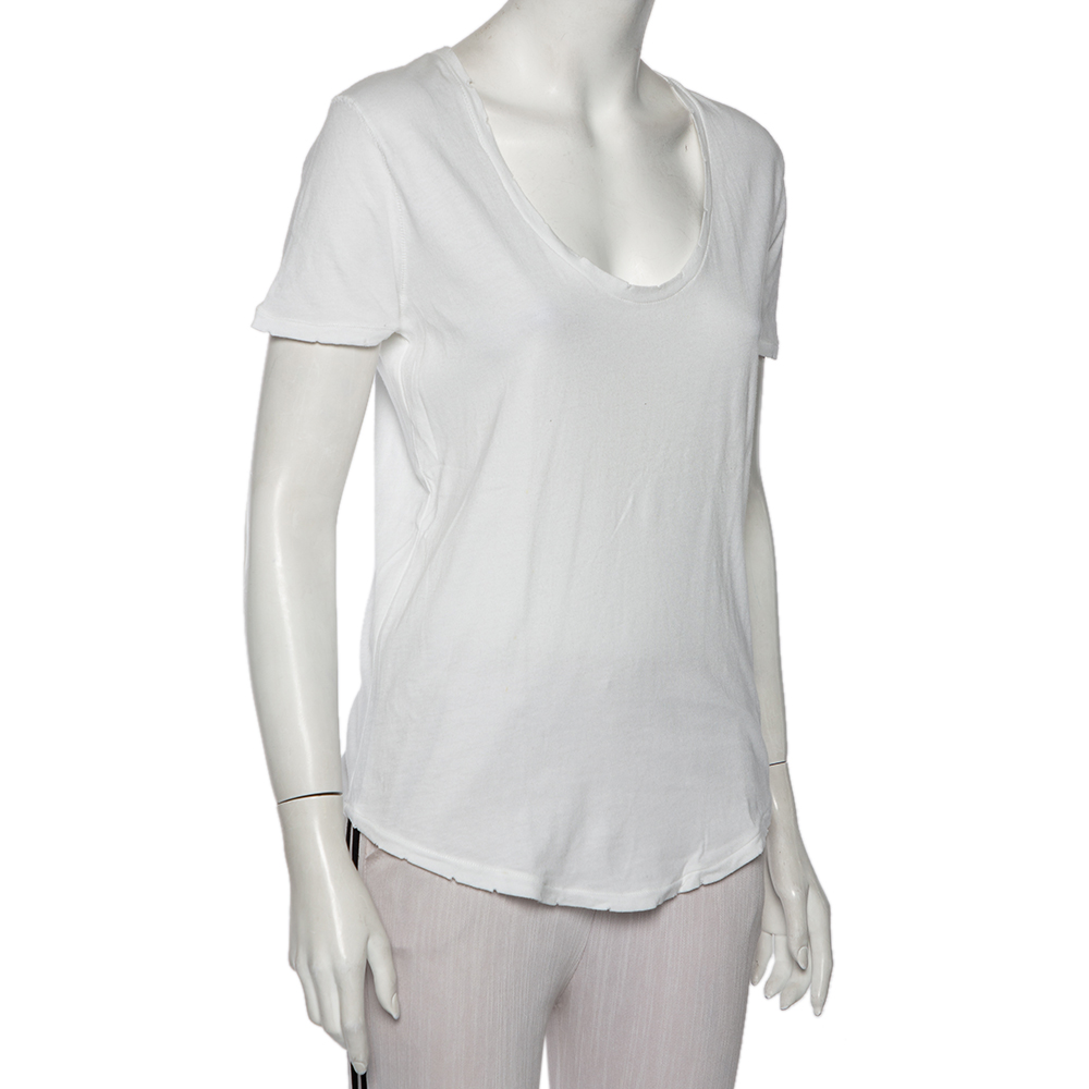 

Zadig&Voltaire White Cotton Cutwork Detail Scoop Neck Anyta Rosace T-Shirt