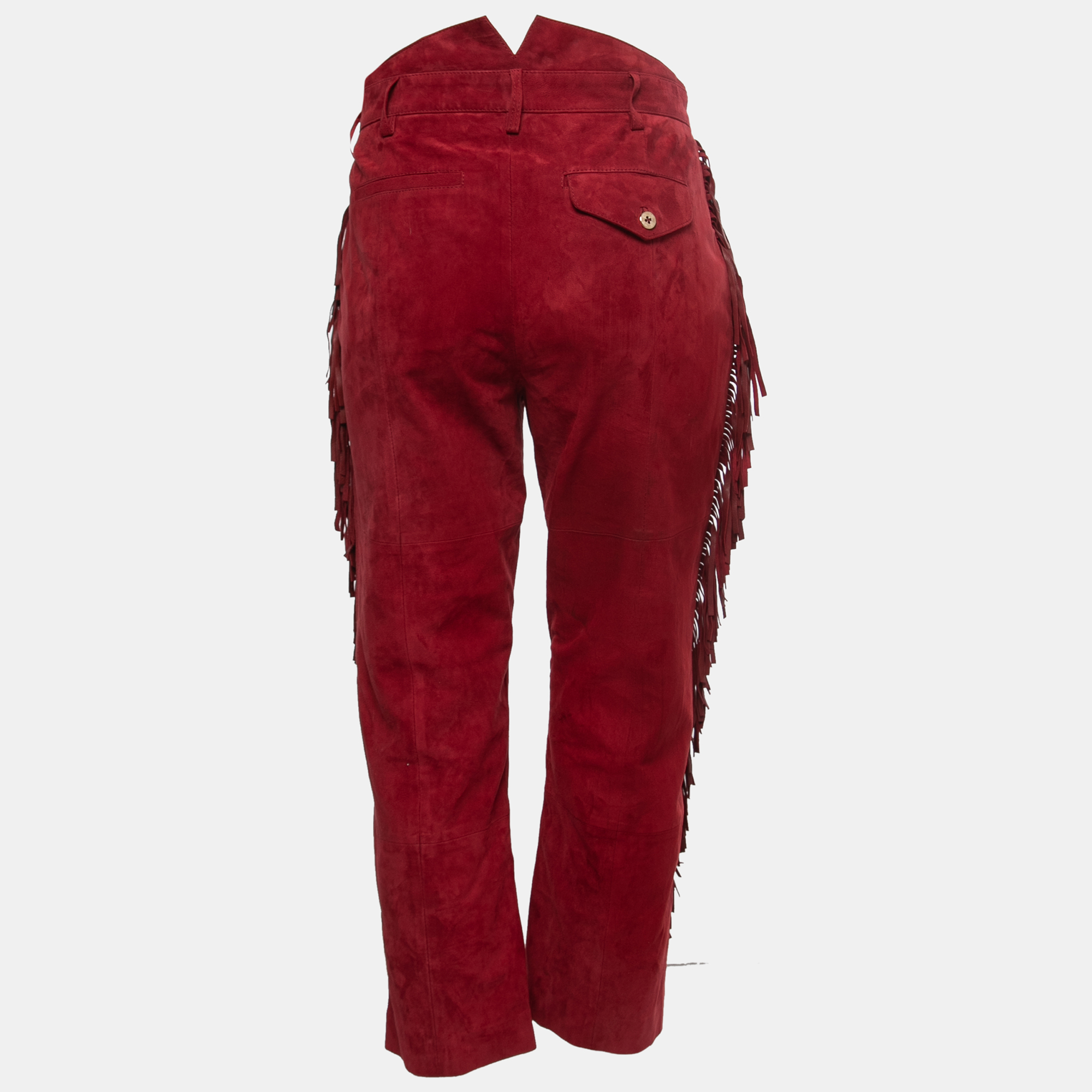 

Zadig and Voltaire Deluxe Red Suede Fringed Trousers