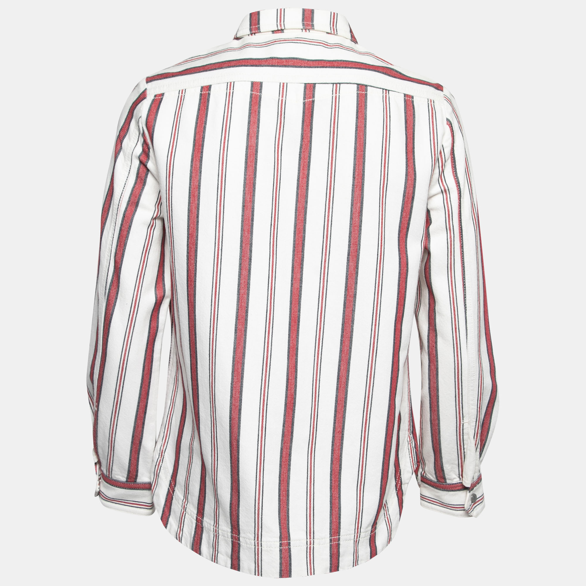 

Zadig and Voltaire White Striped Cotton Twill Zip Front Shirt