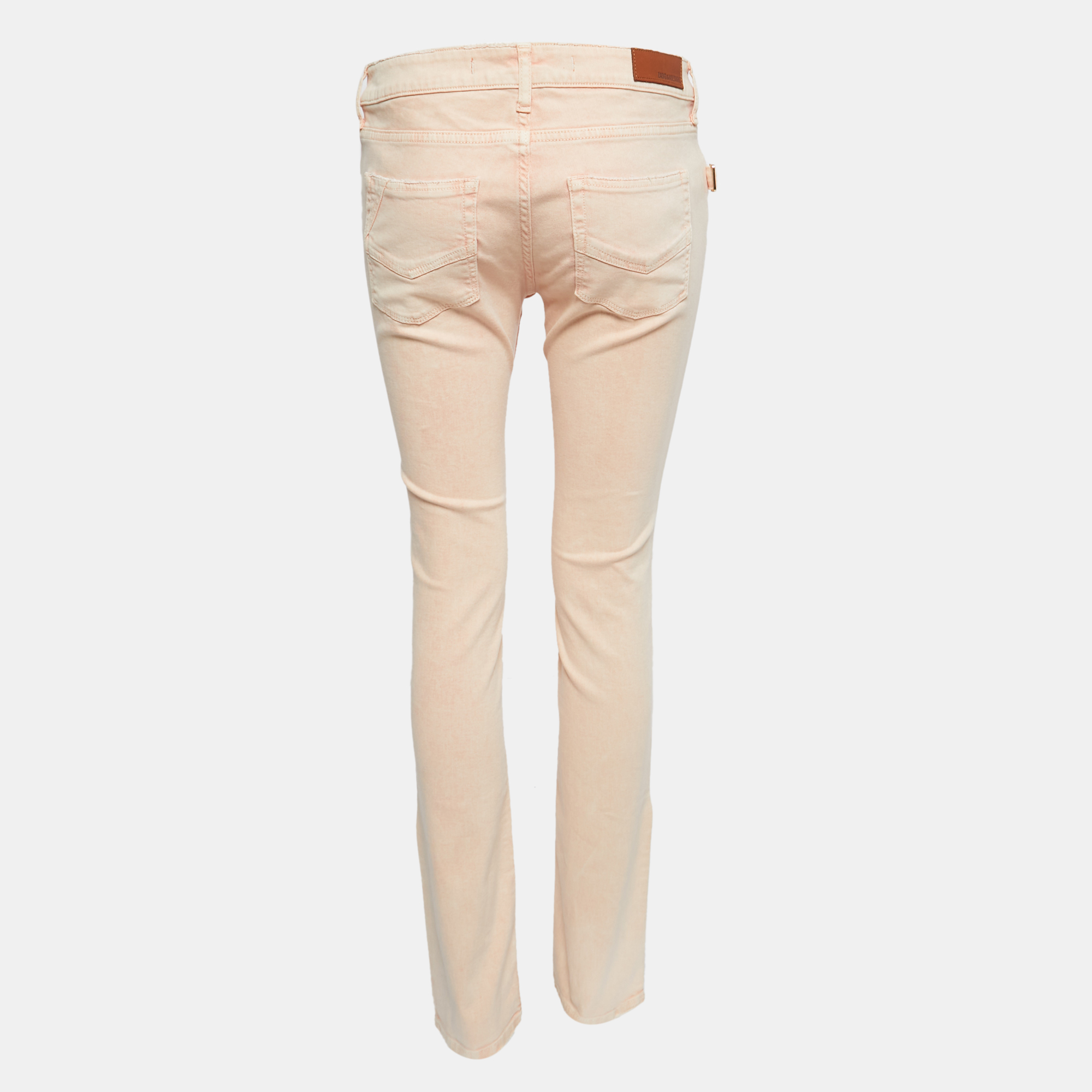 

Zadig and Voltaire Light Orange Washed Denim Skinny Eva Snow Jeans