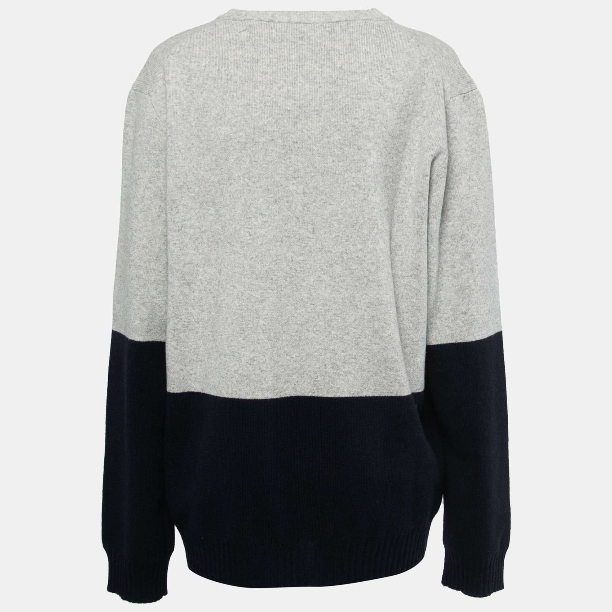 

Zadig & Voltaire Grey/Navy Blue Wool Crew Neck Sweater