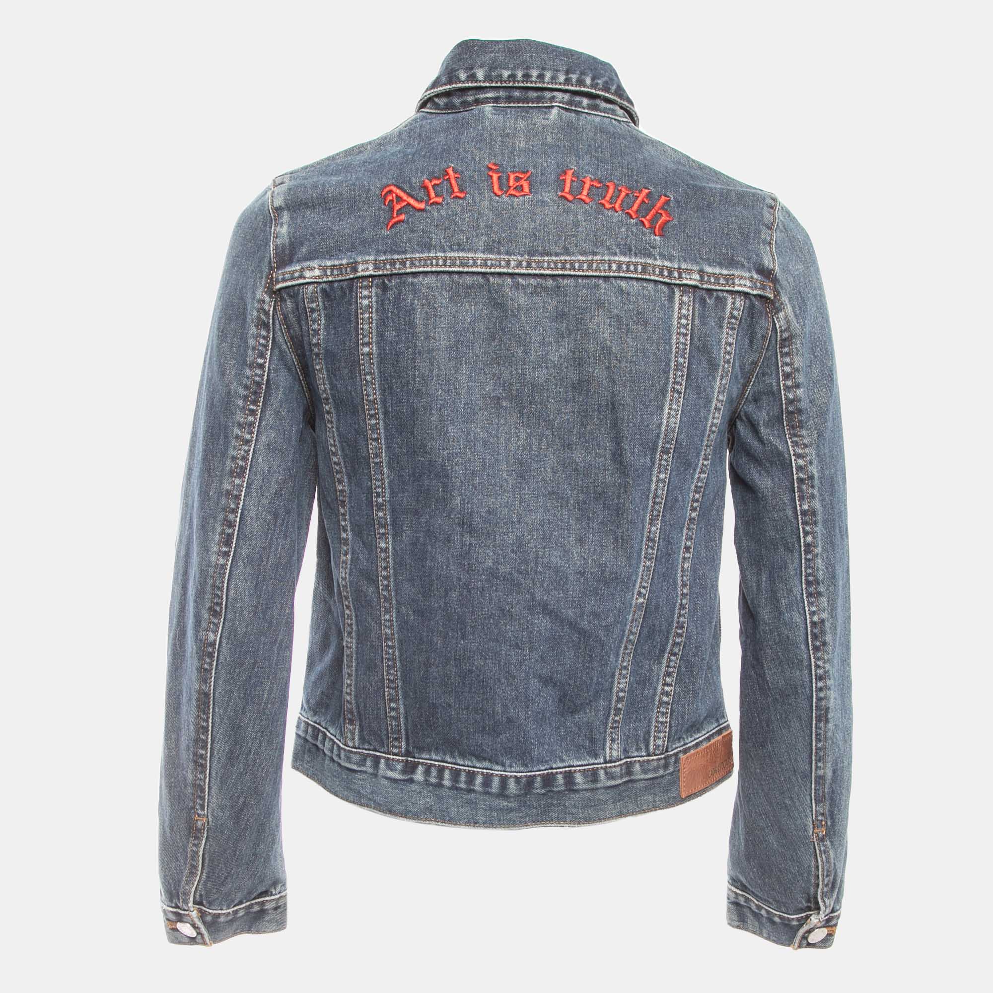 

Zadig & Voltaire Blue Embroidered Denim Button Front Denim Jacket
