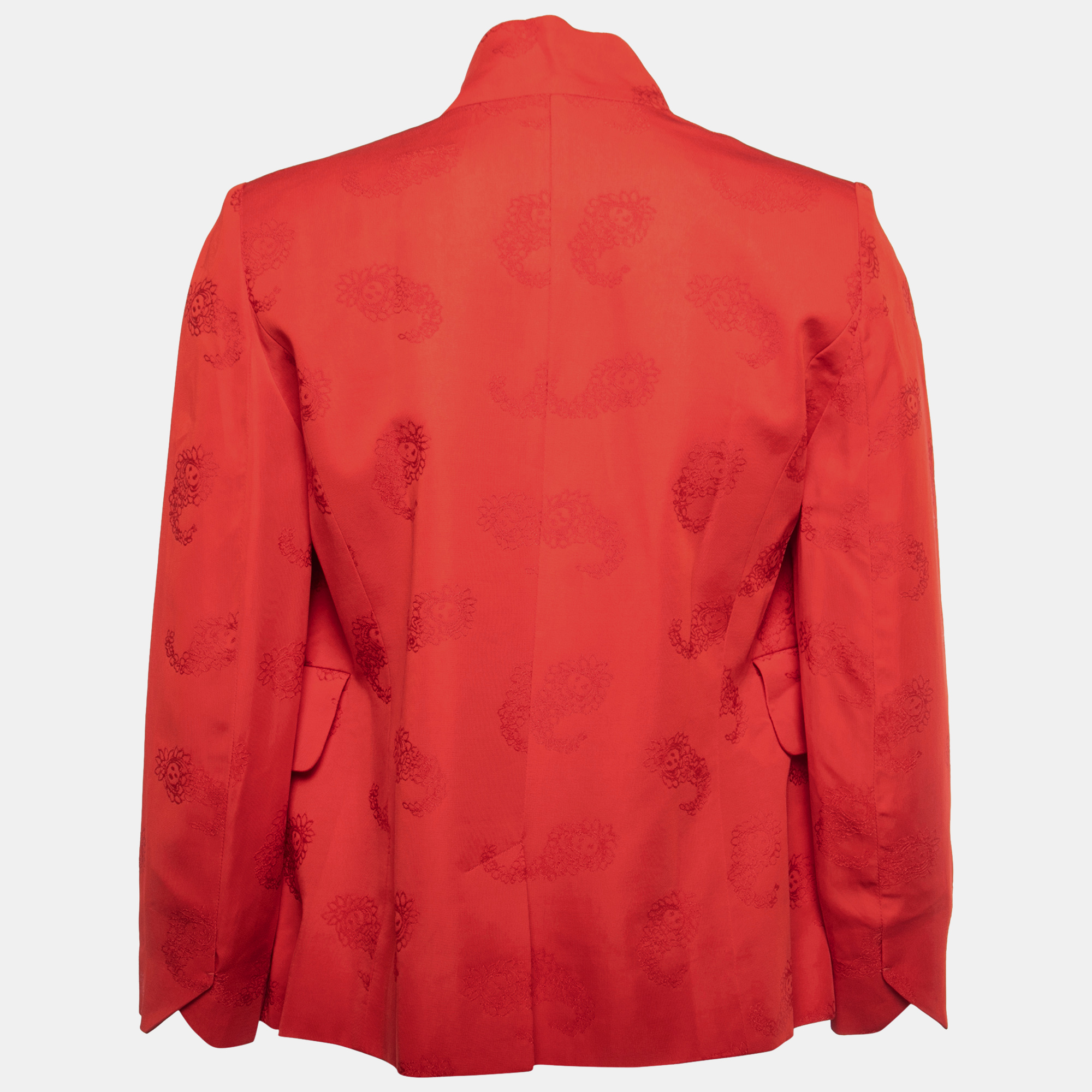 

Zadig & Voltaire Red Patterned Crepe Open Front Blazer