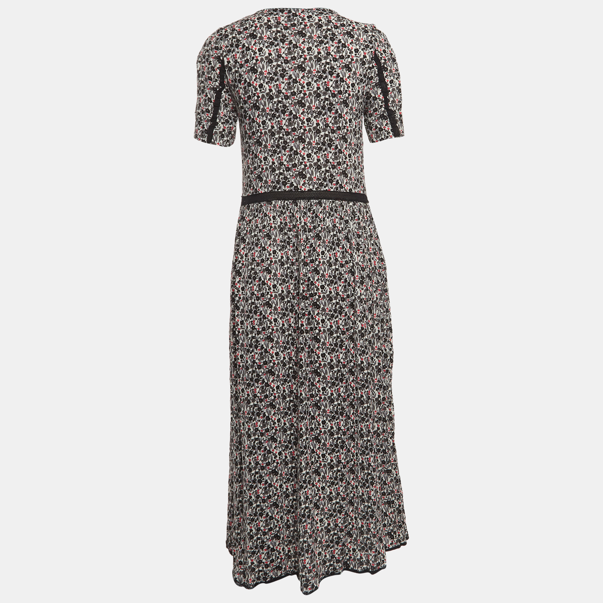 

Zadig & Voltaire Black Floral Print Lace Trimmed Rivale Midi Dress