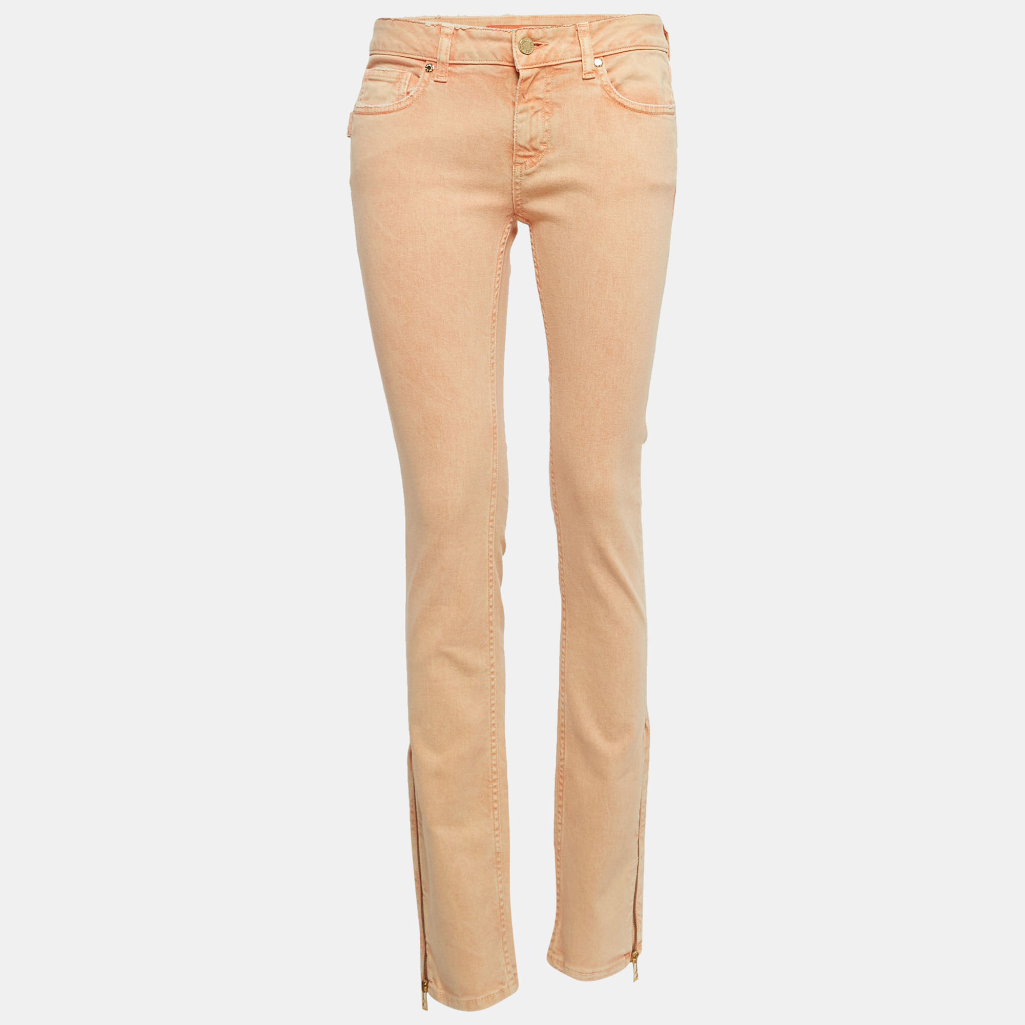 Pre-owned Zadig & Voltaire Light Orange Washed Denim Eva Snow Jeans M Waist 27"