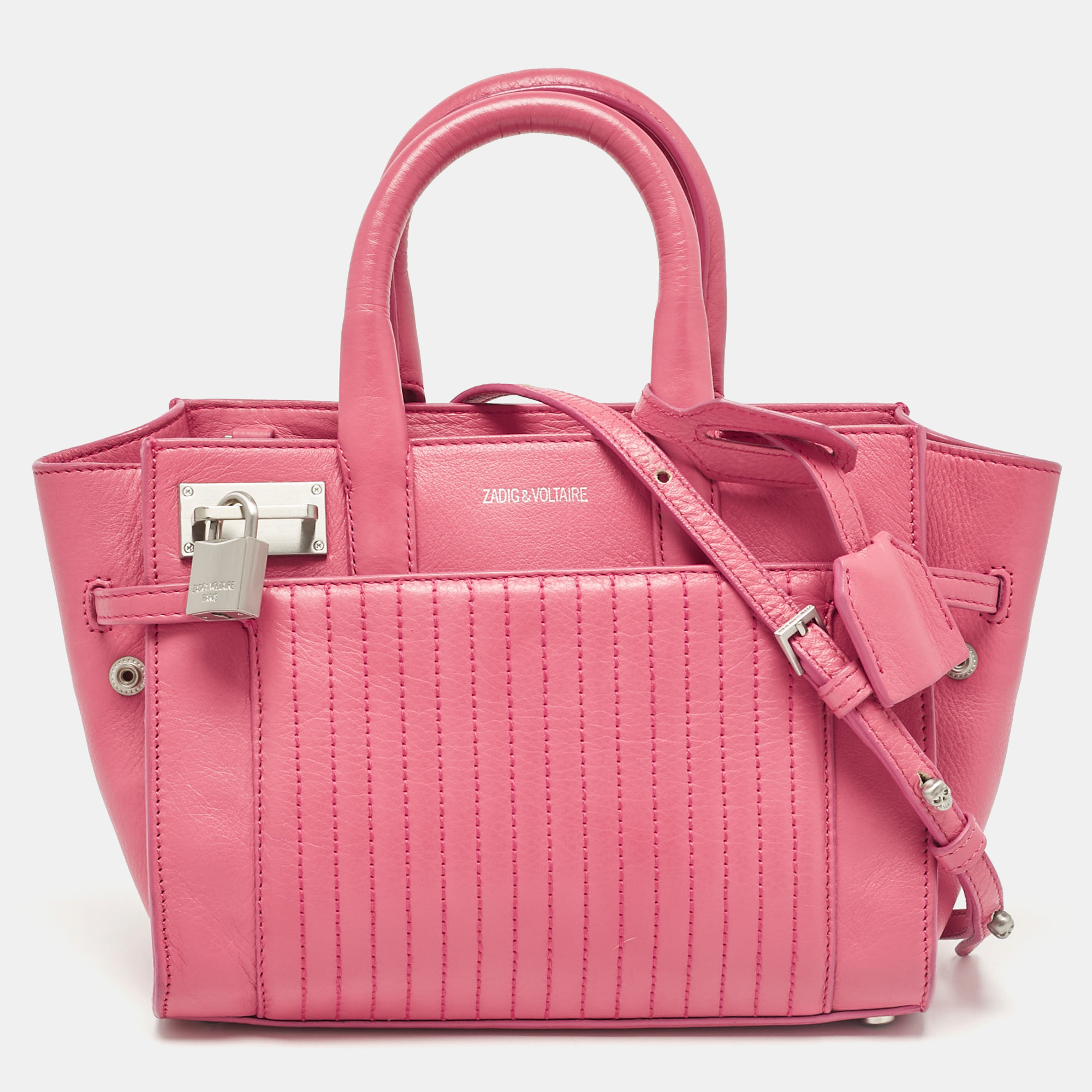 Pre-owned Zadig & Voltaire Pink Leather Xs Candide Tote