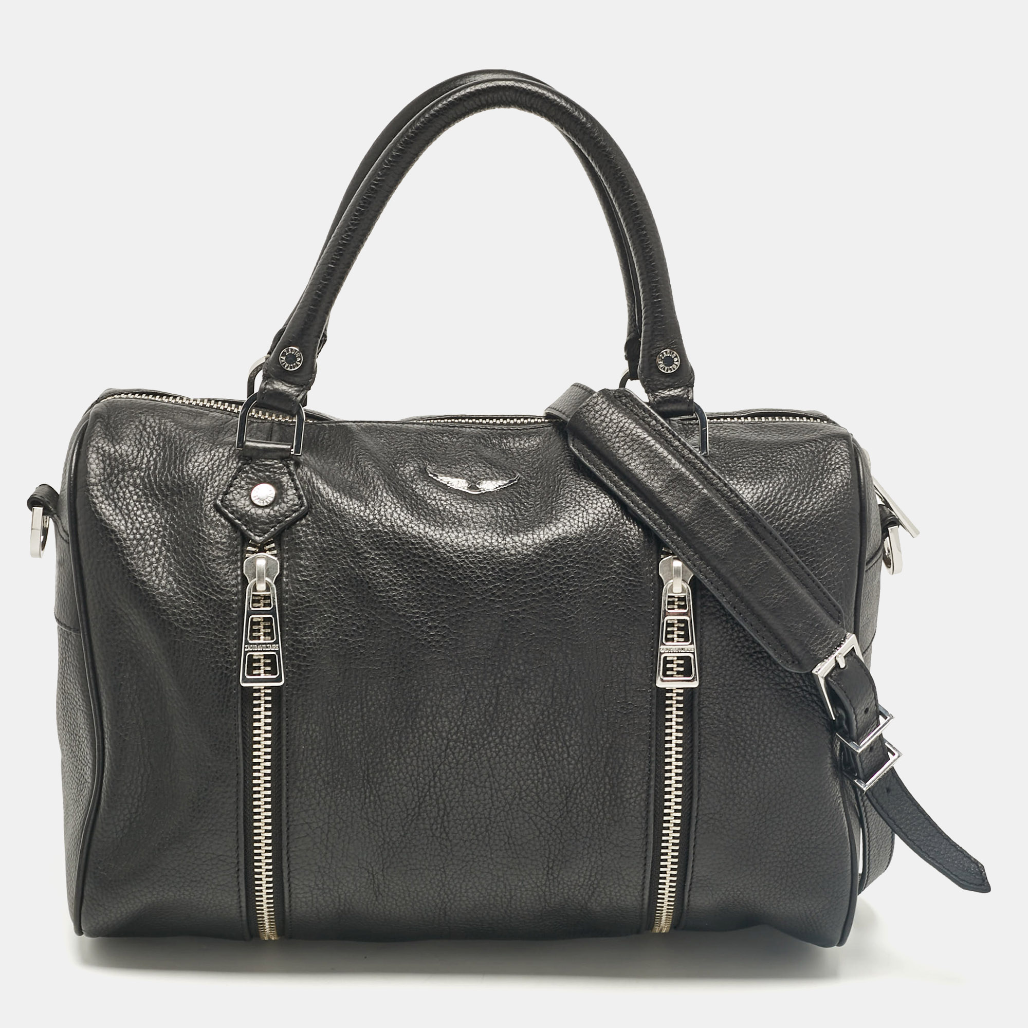 

Zadig & Voltaire Black Leather Zip Boston Bag