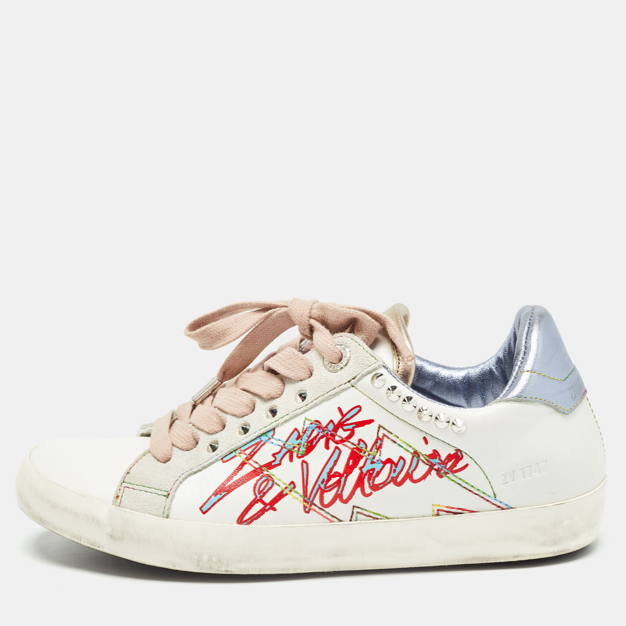 

Zadig & Voltaire White Leather and Suede Lace Up Sneakers Size