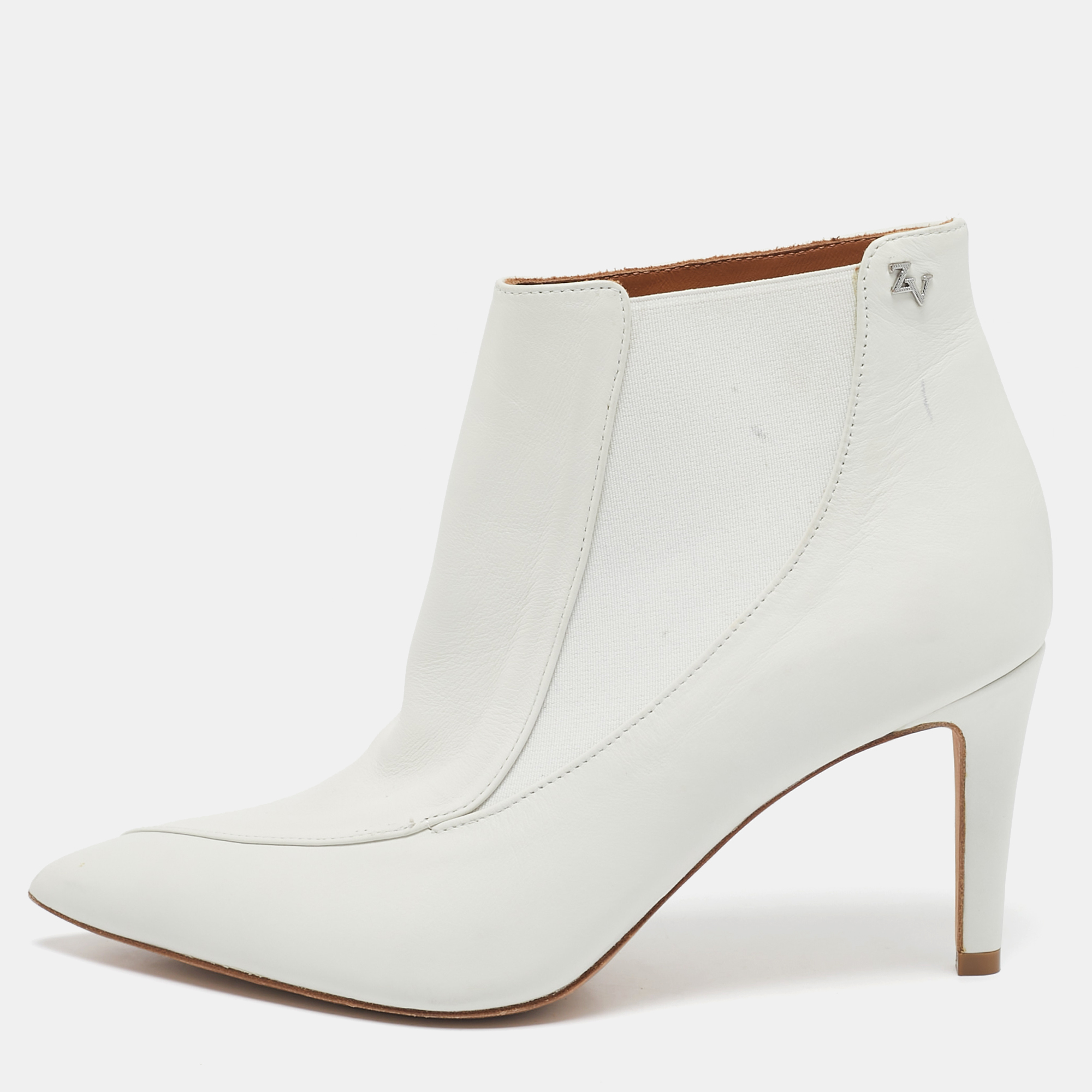 

Zadig & Voltaire White Leather Ankle Length Boots Size