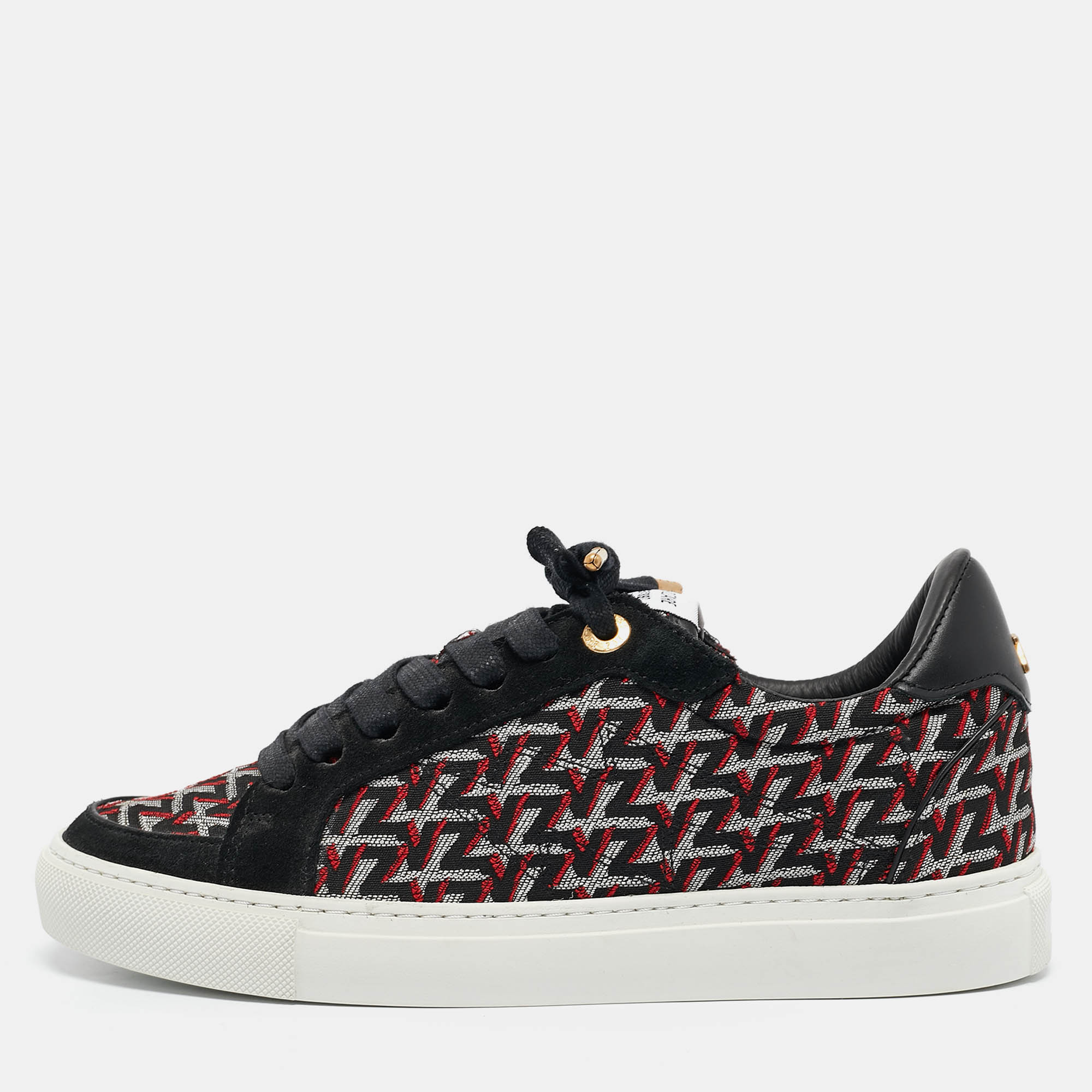 

Zadig & Voltaire Black/Burgundy Leather and Suede Low Top Sneakers Size