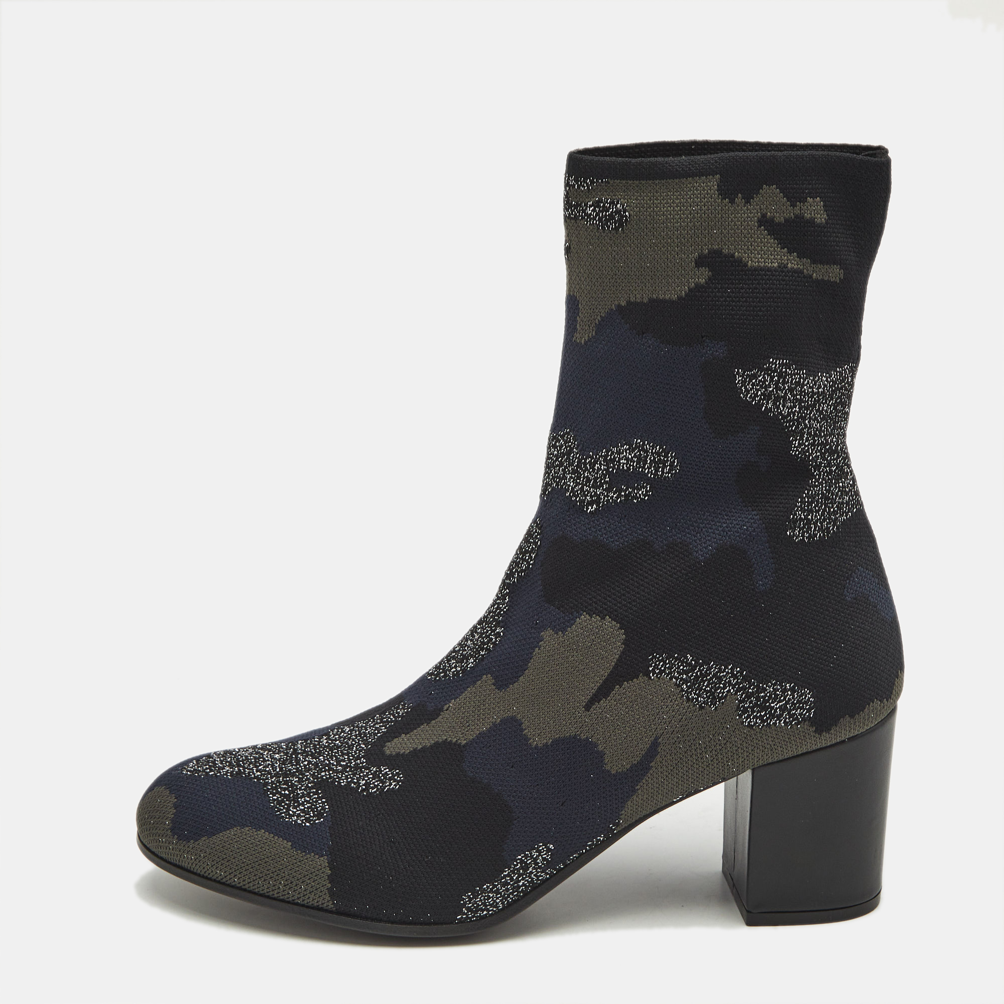 

Zadig & Voltaire Multicolor Camouflage Print Knit Fabric Ankle Boots Size