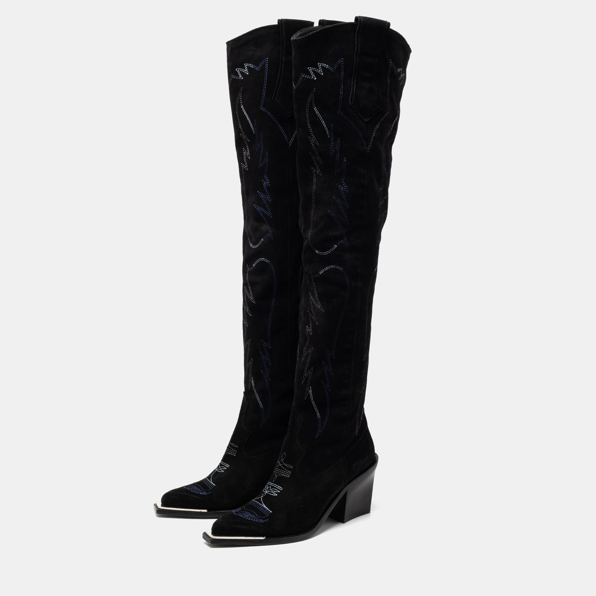 

Zadig and Voltaire Black Suede Knee Length Boots Size