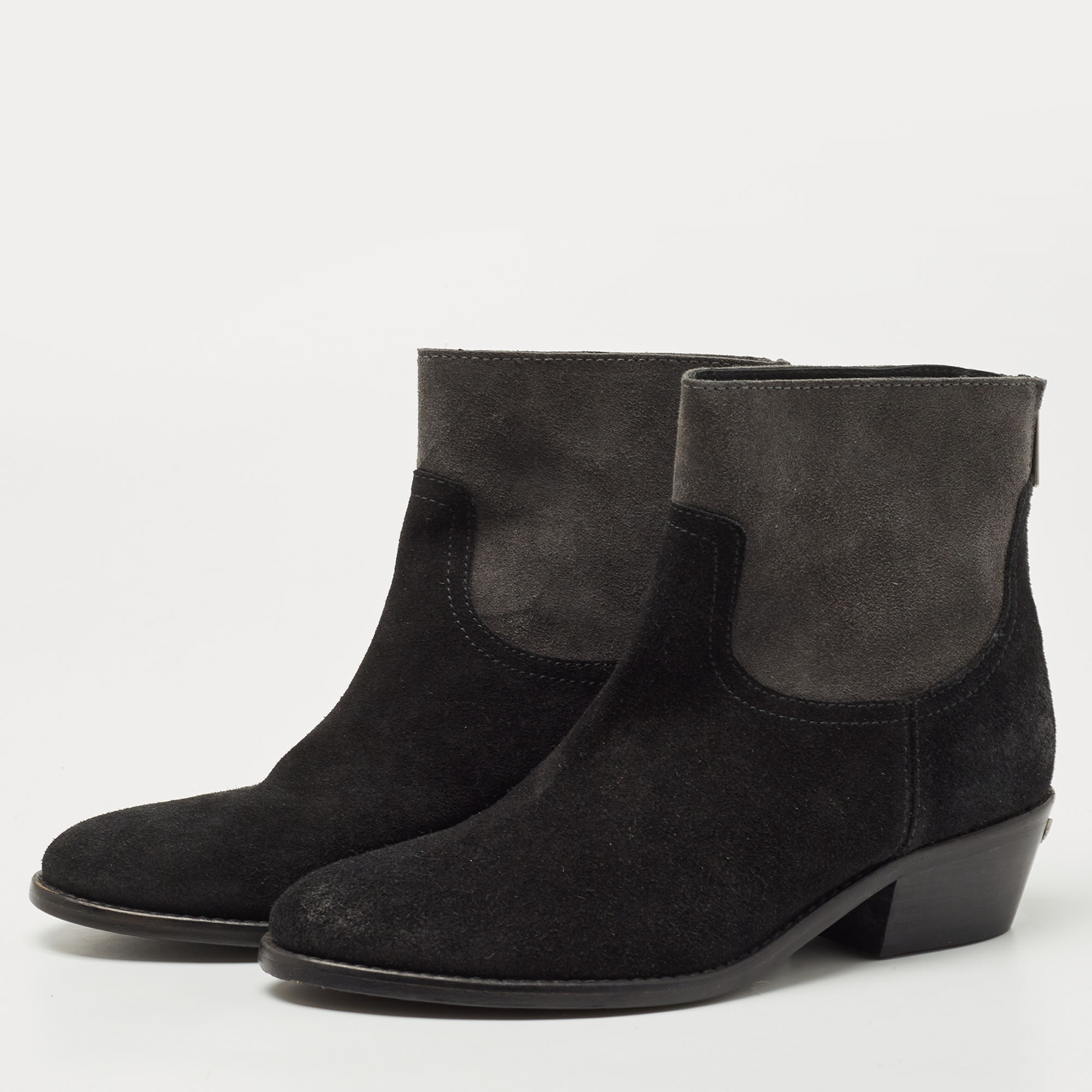 

Zadig and Voltaire Black/Grey Suede Teddy Ankle Boots Size