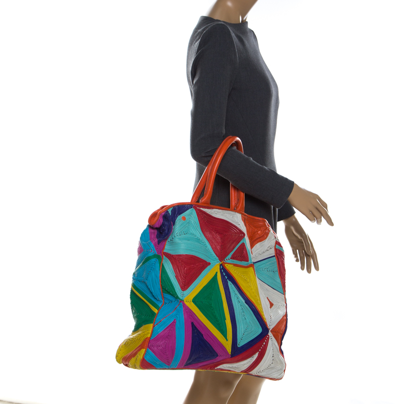 

Zagliani Multicolor Woven Leather Shopper Tote