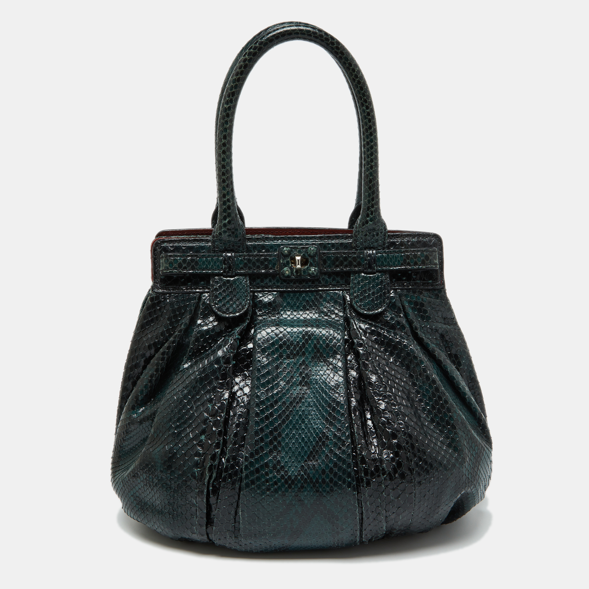 

Zagliani Black/Green Python Puffy Hobo