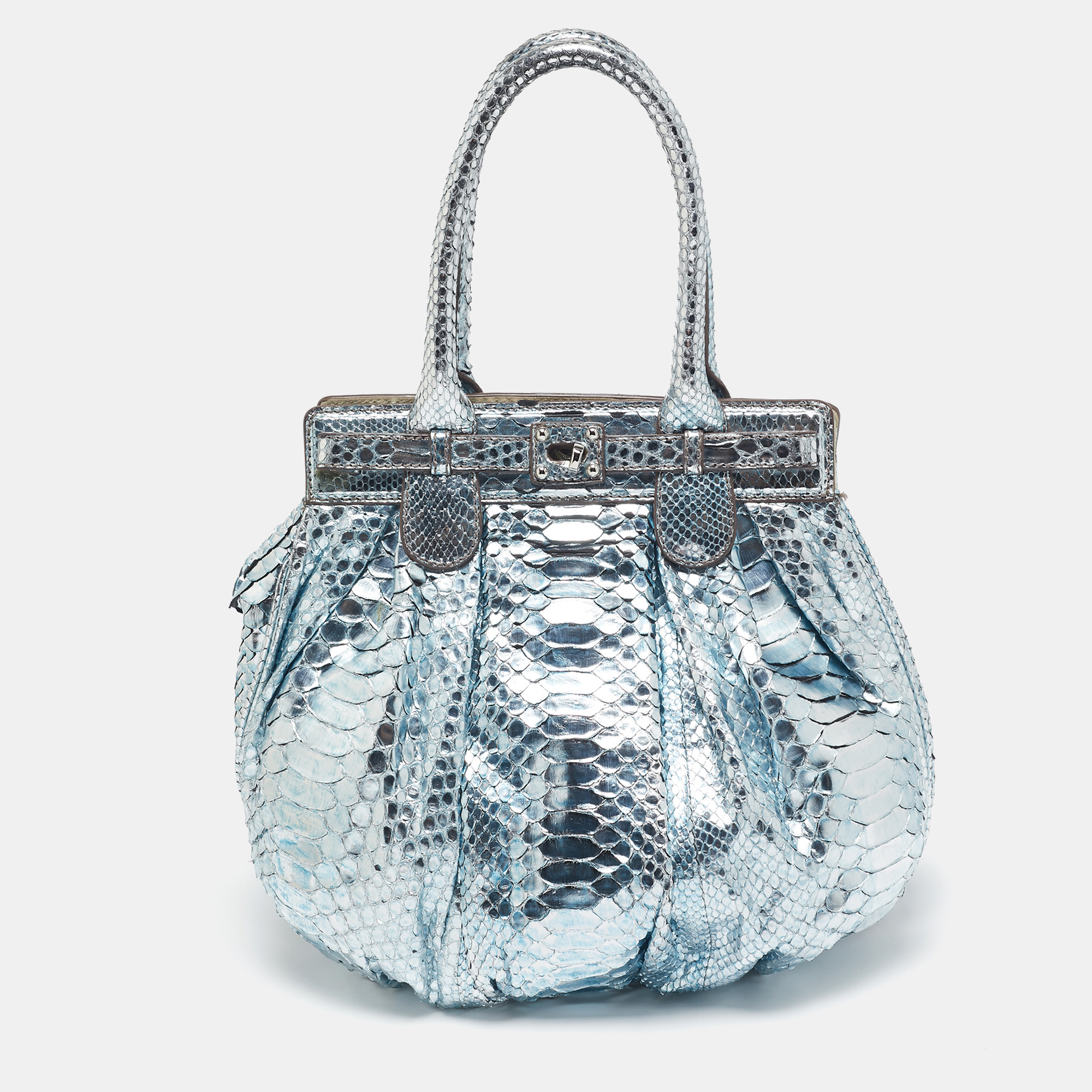 

Zagliani Metallic Python Puffy Hobo