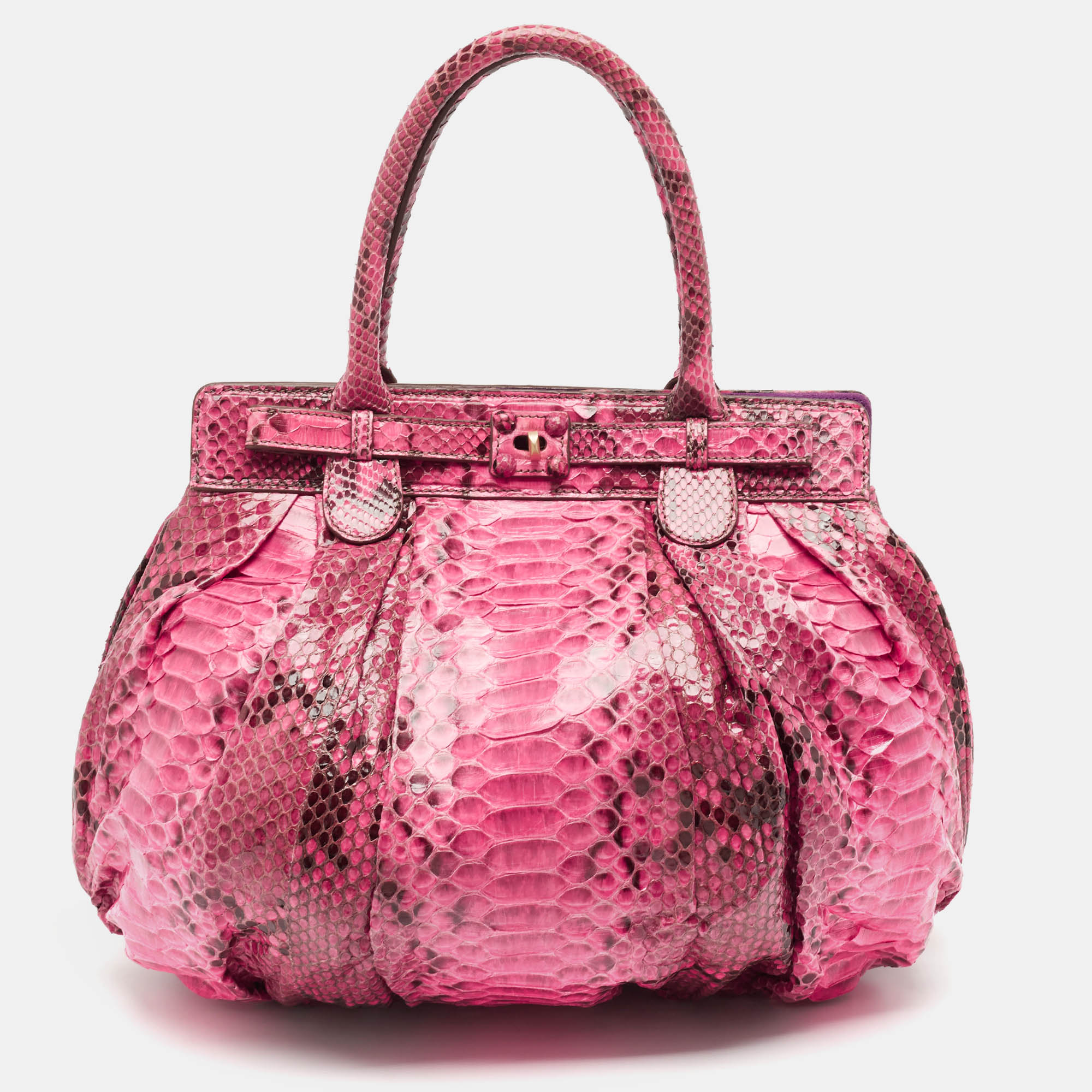 

Zagliani Pink/Black Python Puffy Hobo