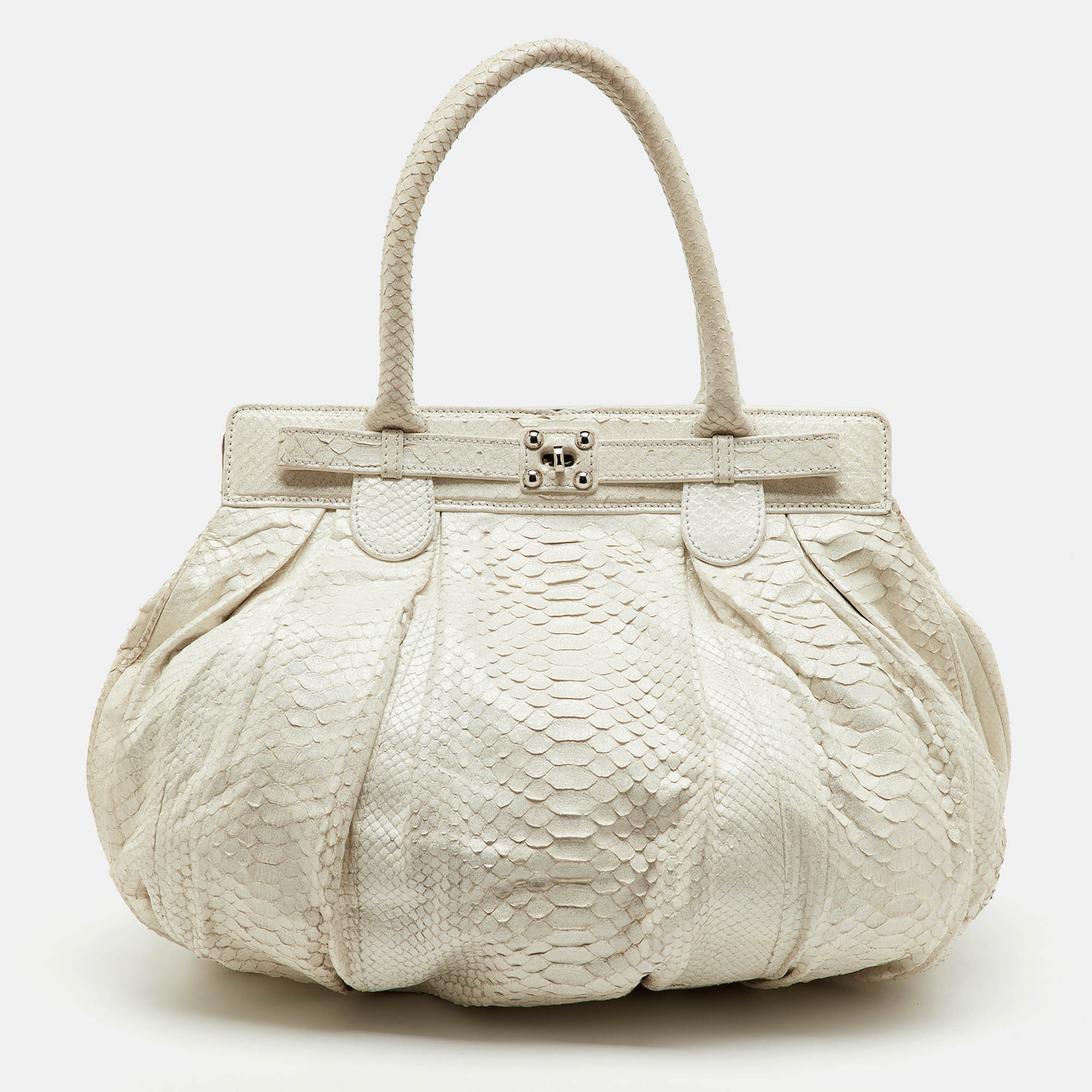 

Zagliani White Python Puffy Satchel