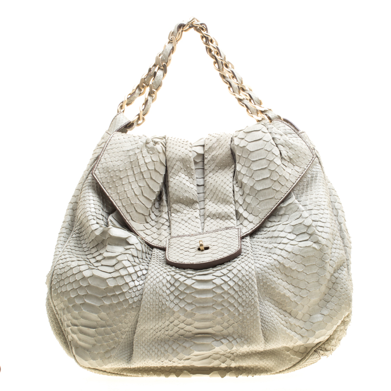 Zagliani Grey Python JJ Hobo