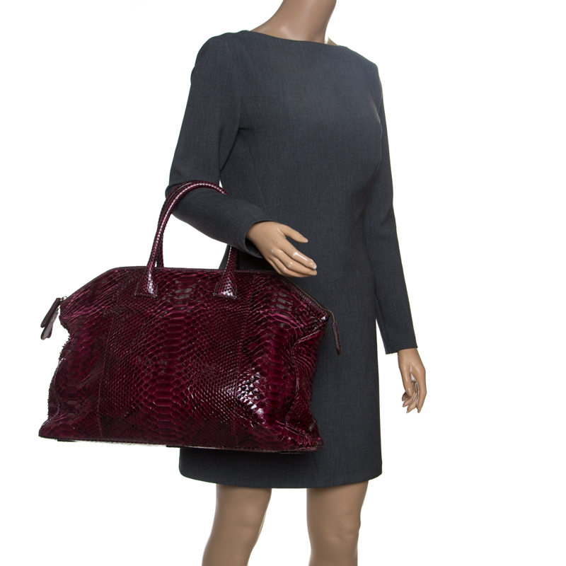 

Zagliani Burgundy Python Tomodachi Weekender Bag