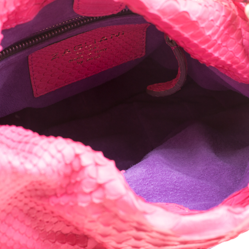 Zagliani Pink Python Chain Strap Hobo