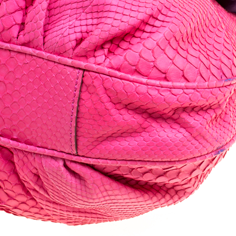 Zagliani Pink Python Chain Strap Hobo