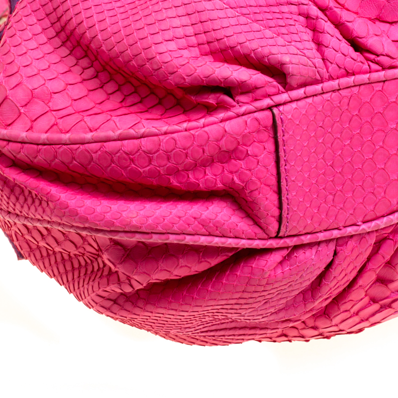 Zagliani Pink Python Chain Strap Hobo