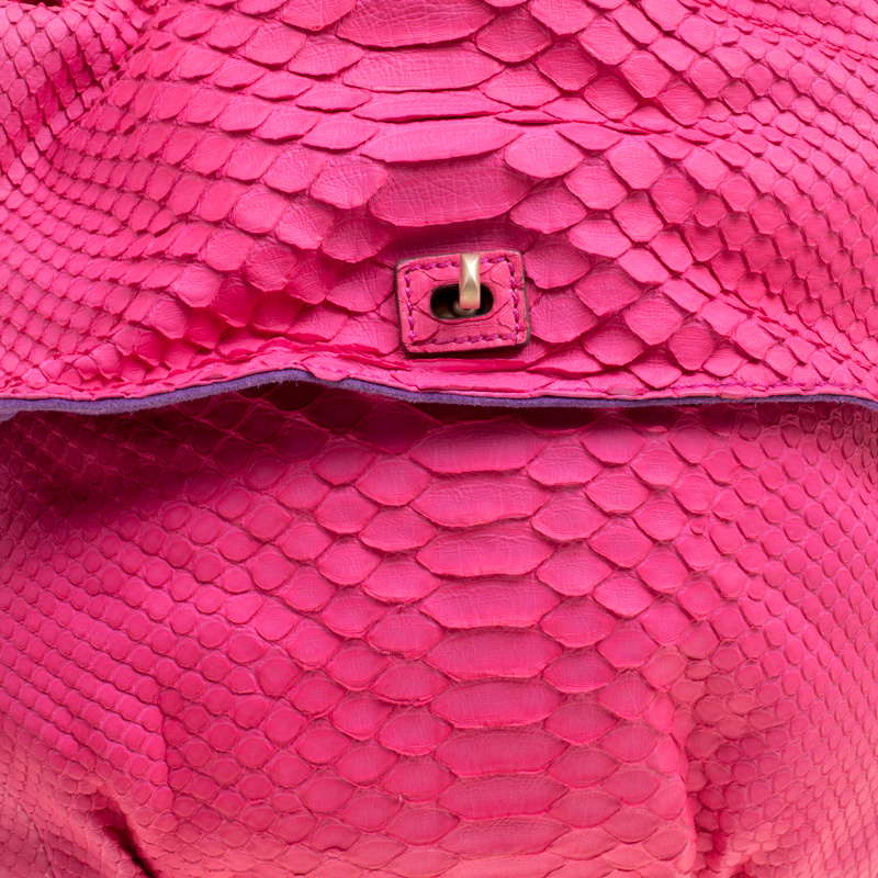 Zagliani Pink Python Chain Strap Hobo