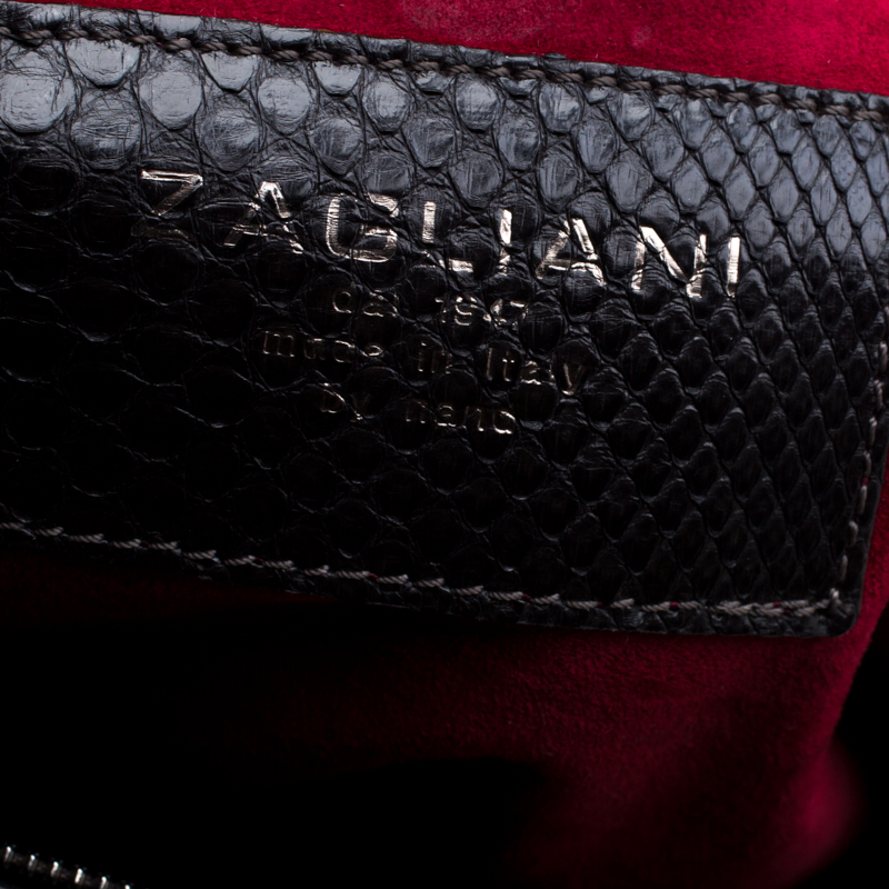 Zagliani Black Python Puffy Hobo