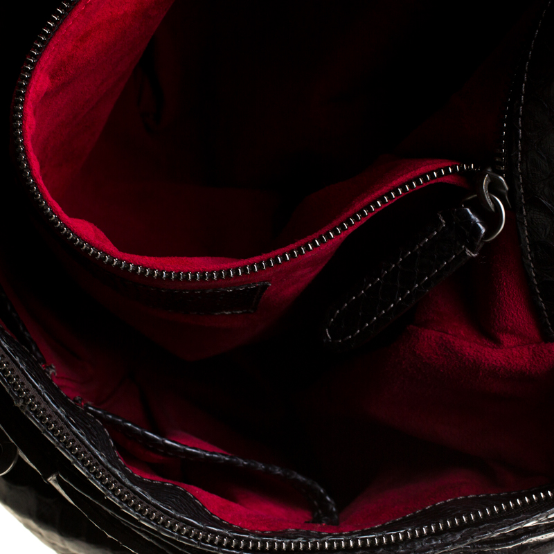 Zagliani Black Python Puffy Hobo