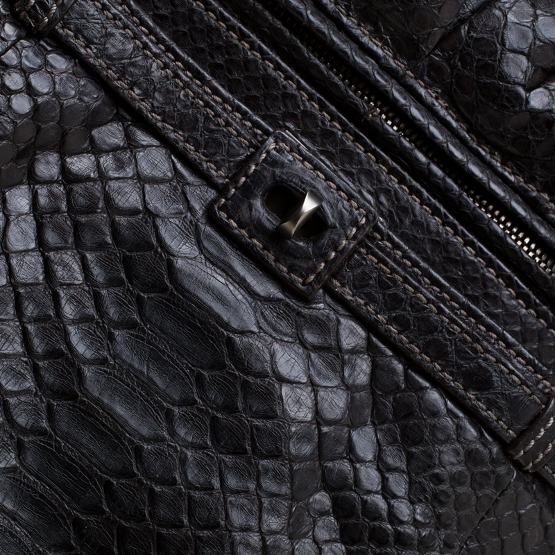 Zagliani Black Python Puffy Hobo