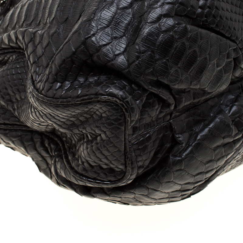 Zagliani Black Python Puffy Hobo