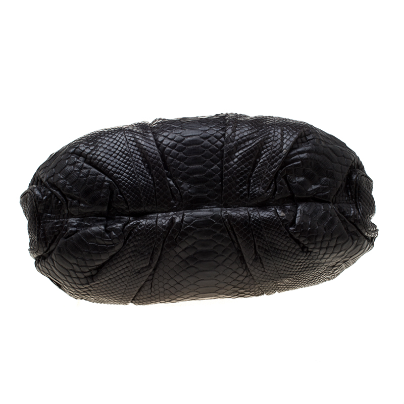Zagliani Black Python Puffy Hobo