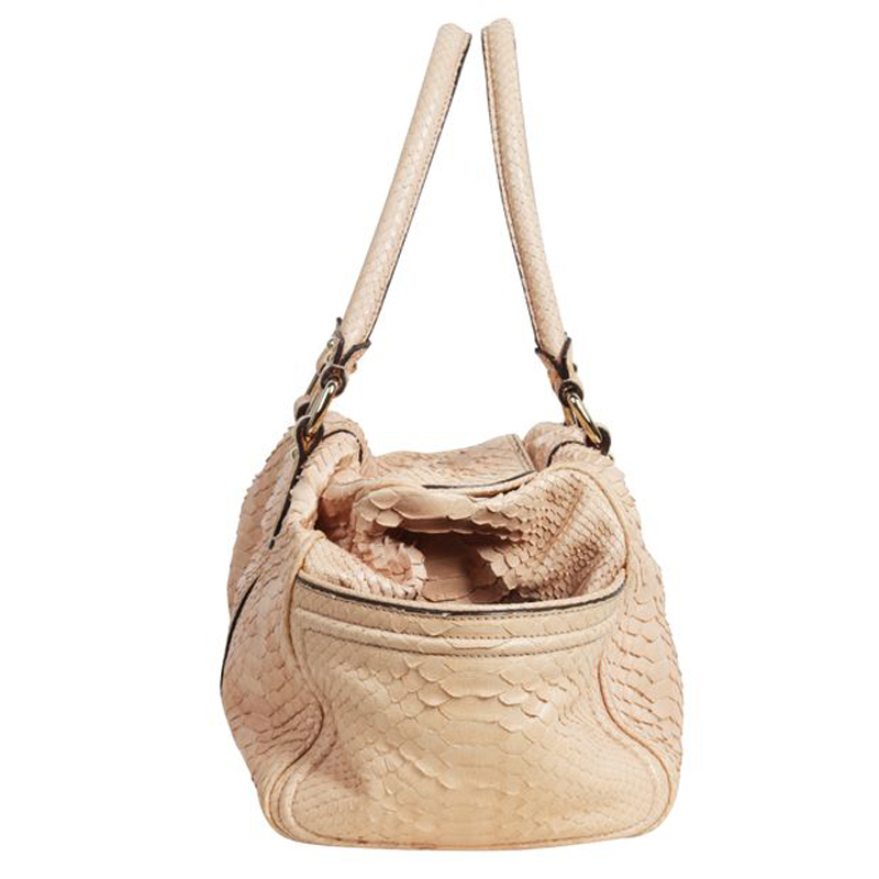 

Zagliani Pastel Pink Snakeskin Leather Shoulder Bag