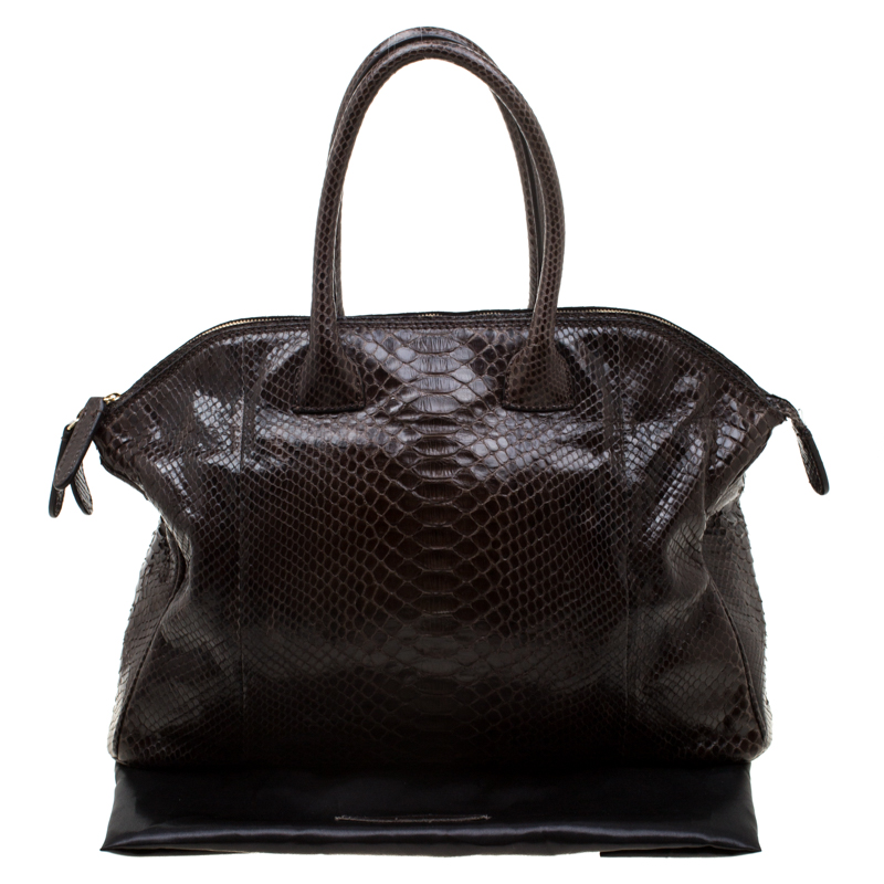 Zagliani Brown Python Tomodachi Weekender Bag