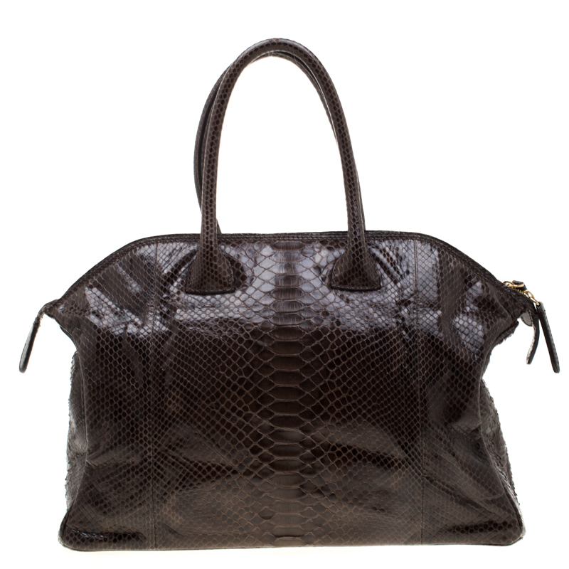 Zagliani Brown Python Tomodachi Weekender Bag