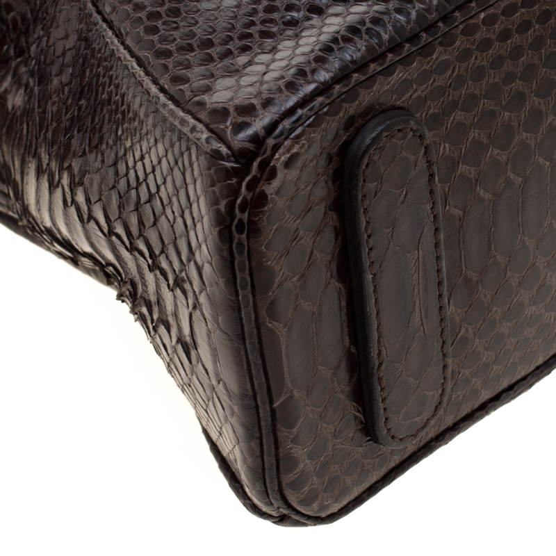 Zagliani Brown Python Tomodachi Weekender Bag
