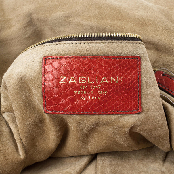 Zagliani Red Matte Python Jj Bag