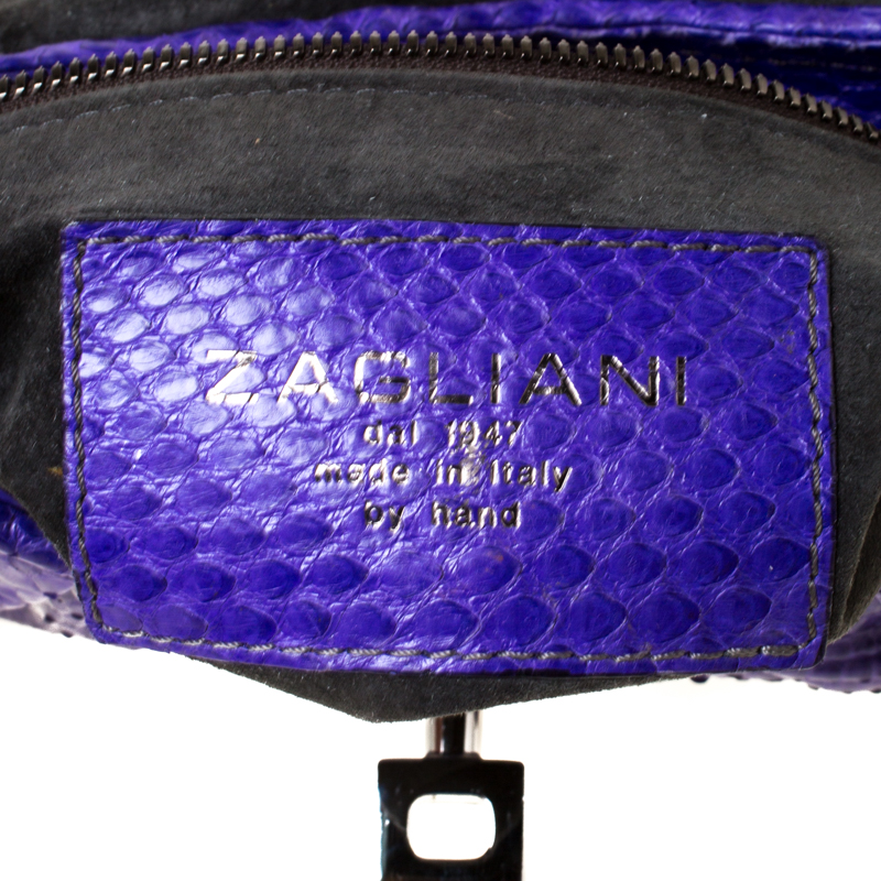 Zagliani Purple Python Leather Envelope Shoulder Bag
