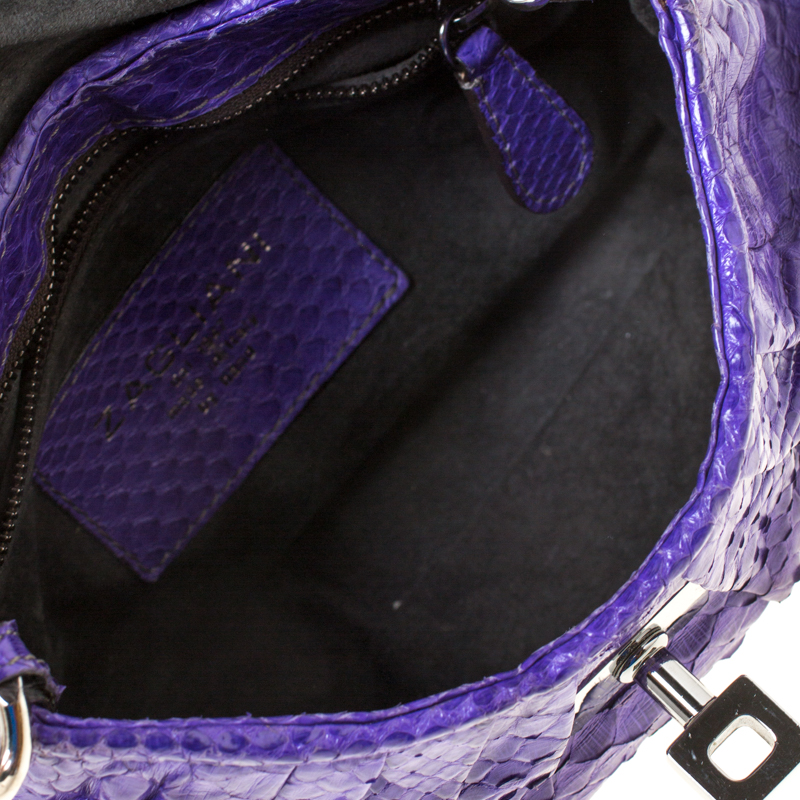 Zagliani Purple Python Leather Envelope Shoulder Bag