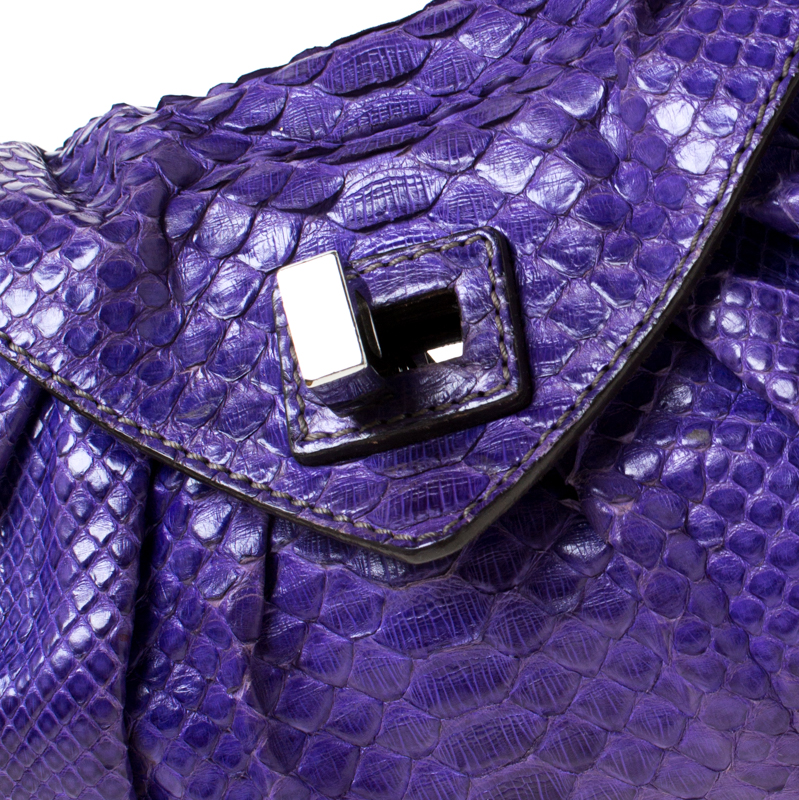 Zagliani Purple Python Leather Envelope Shoulder Bag