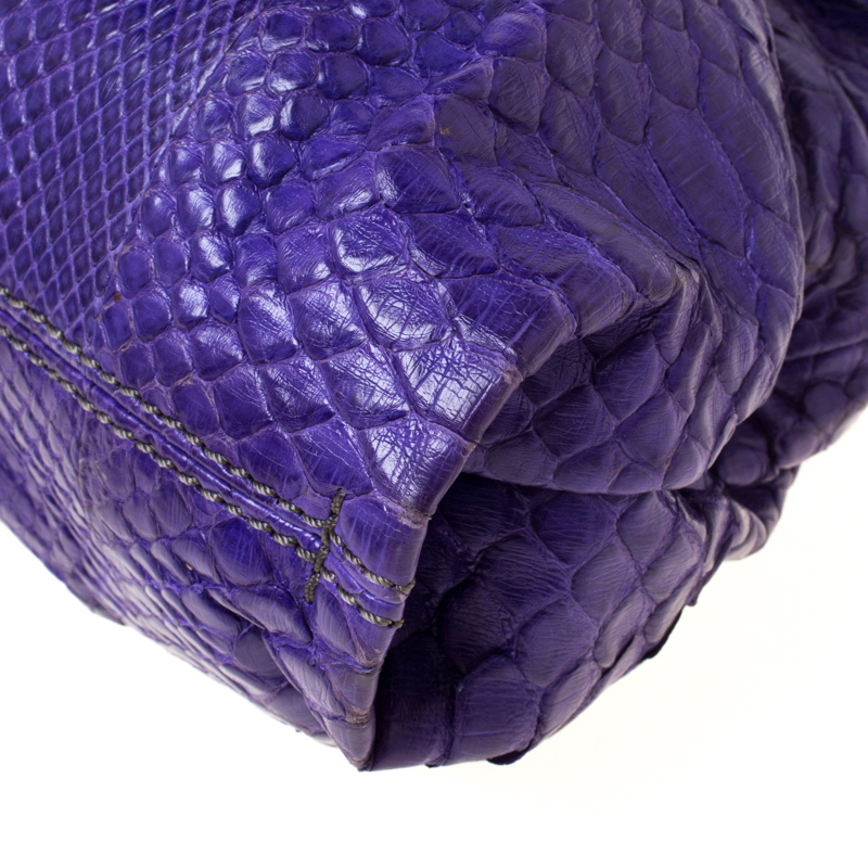 Zagliani Purple Python Leather Envelope Shoulder Bag