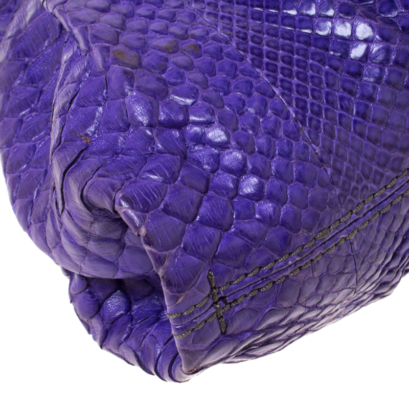 Zagliani Purple Python Leather Envelope Shoulder Bag