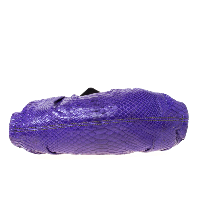 Zagliani Purple Python Leather Envelope Shoulder Bag