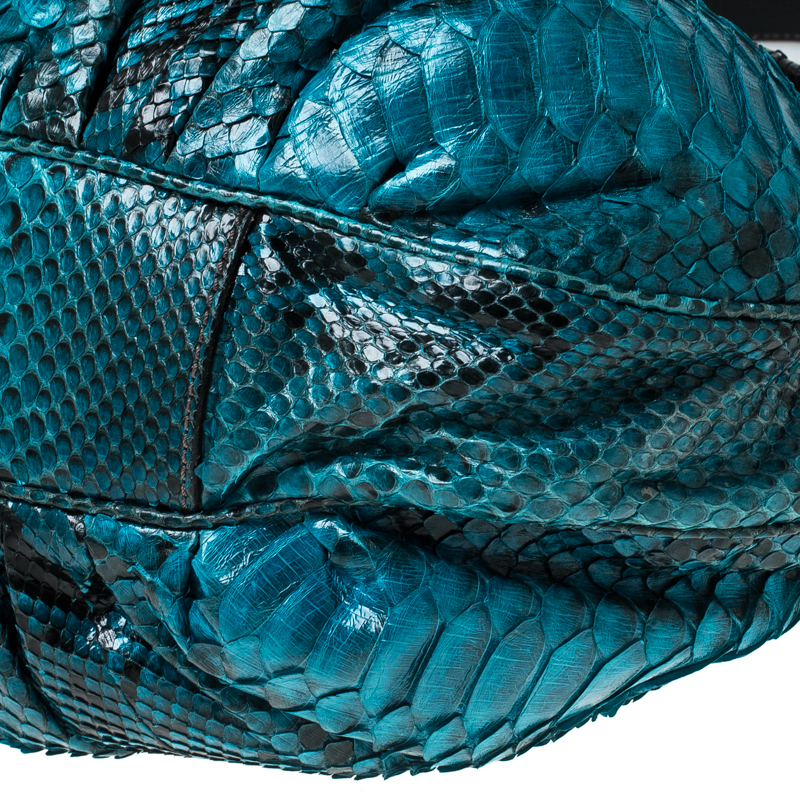 Pre-owned Zagliani Blue Python Leather Hobo
