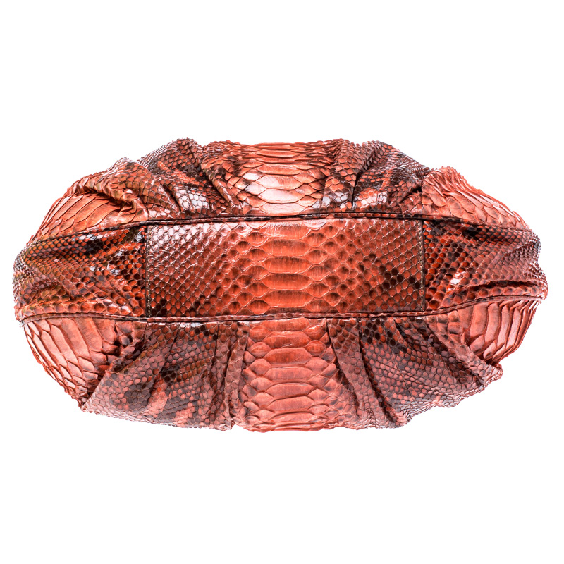 Zagliani Orange Python Leather Hobo