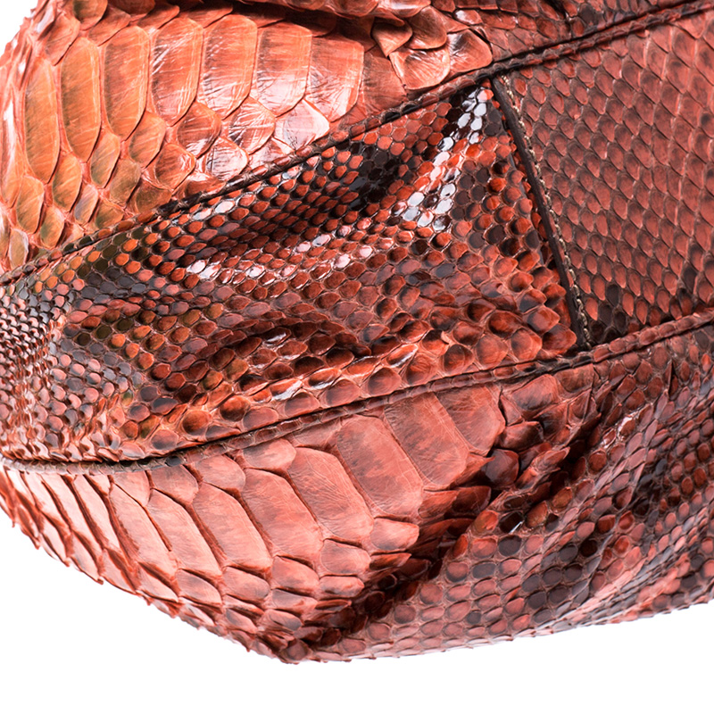 Zagliani Orange Python Leather Hobo